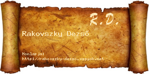 Rakovszky Dezső névjegykártya